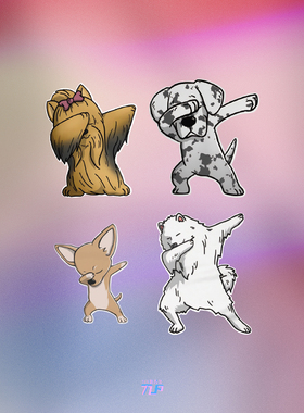 TLP套贴 Dabbing街舞狗狗英斗松狮西施秋田宠物可爱跳舞宠物贴纸