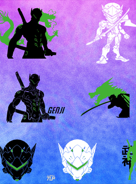 TLP镂空车贴 OW守望先锋周边暴雪游戏源氏genji笔记本行李箱贴纸