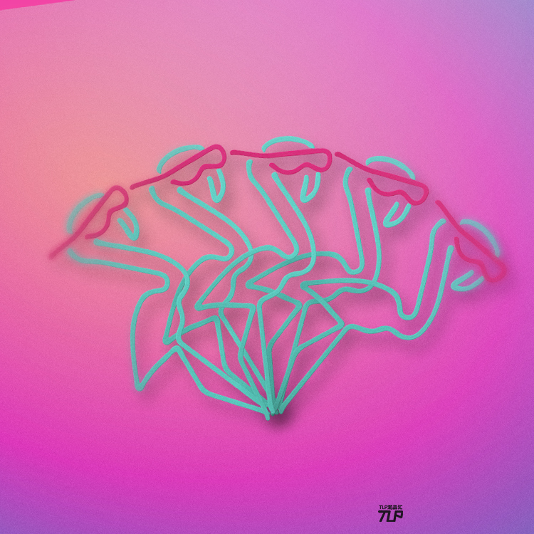 TLP镂空车贴 戴墨镜的火烈鸟蒸汽波彩色动物可爱心情车用防水贴纸