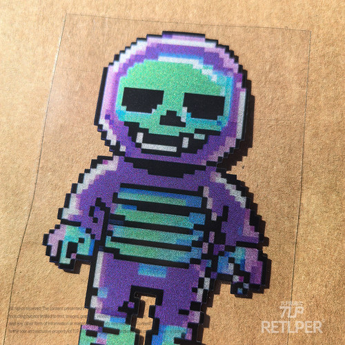 RETLPER镂空车贴 原创 骷髅面具骑手 像素风格 汽摩防水装饰贴纸