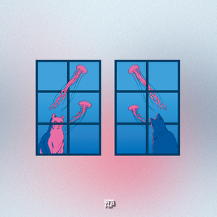 TLP反光贴纸 心情切片猫猫水母浮游生物海洋梦幻窗户玻璃平板贴纸