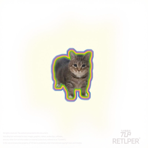 RETLPER反光贴纸 oiiai旋转电音猫 可爱meme汽摩装饰平面防水贴纸