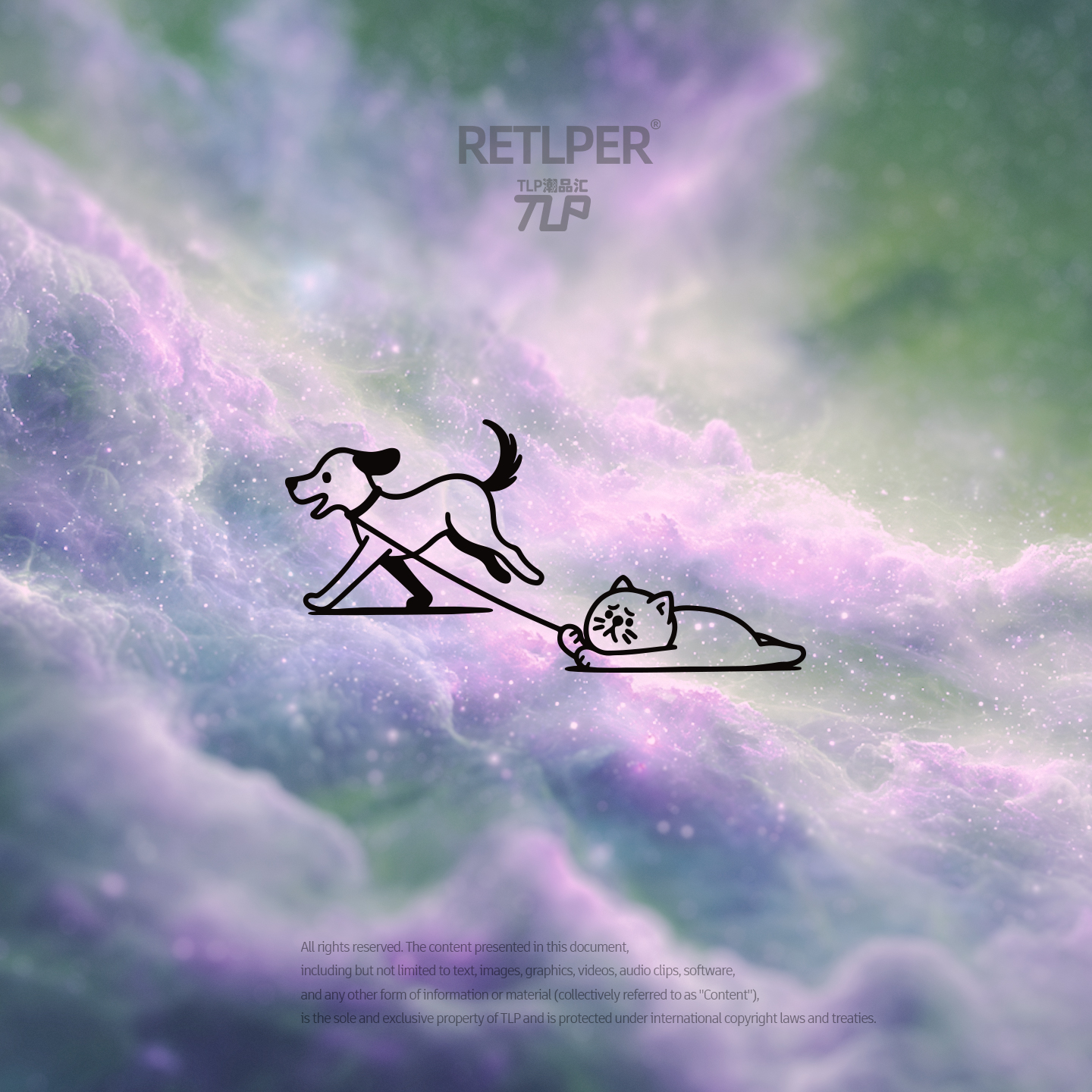 RETLPER镂空车贴 原创 猫替主人遛狗 手绘可爱萌宠 汽摩防水贴纸