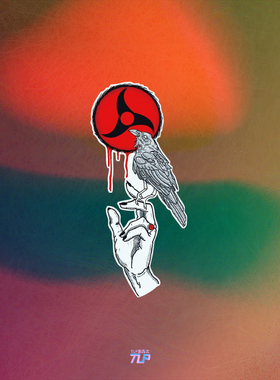 TLP反光车贴 火影忍者晓宇智波鼬Itachi幻术写轮眼乌鸦防水贴纸