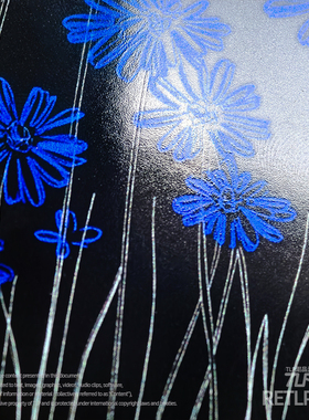 RETLPER反光贴 原创 手绘克莱因蓝色花朵 遮果标贴  防水装饰贴纸