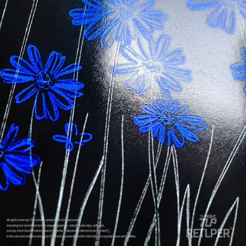 RETLPER反光贴 原创 手绘克莱因蓝色花朵 遮果标贴  防水装饰贴纸