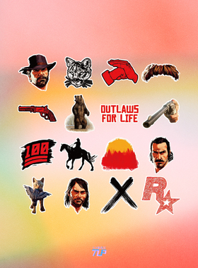 TLP套贴 R星Rockstar荒野大镖客2救赎Red Dead单机游戏喷漆标志贴