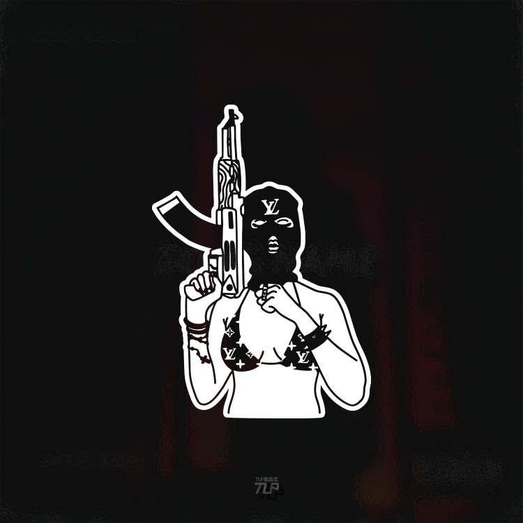 tlp镂空车贴 ak比基尼泳装激斗蒙面面具美女thug哥特风黑色贴纸