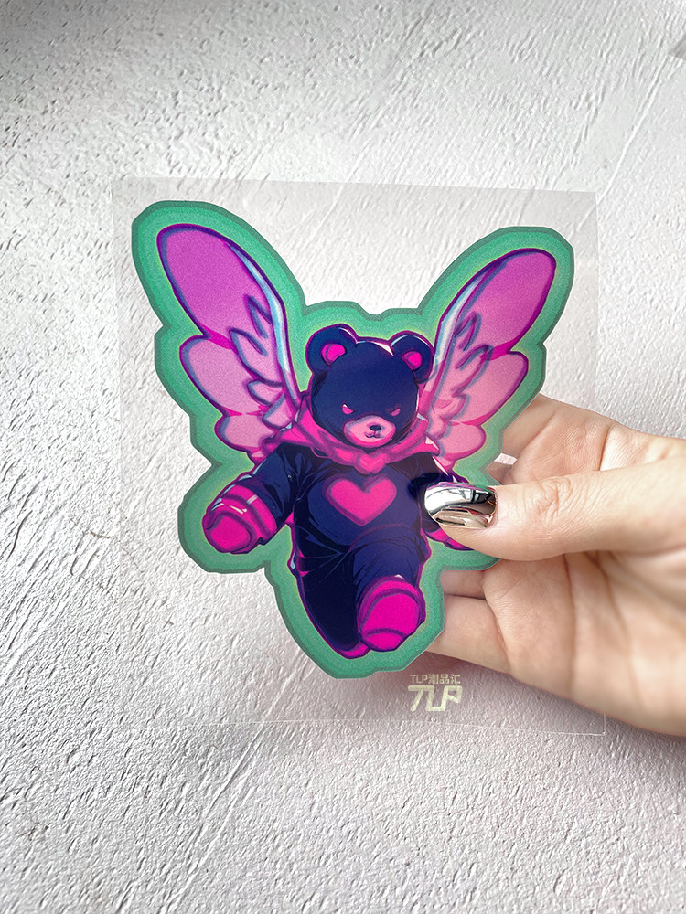 天使泰迪熊贴纸超能化身守护原创