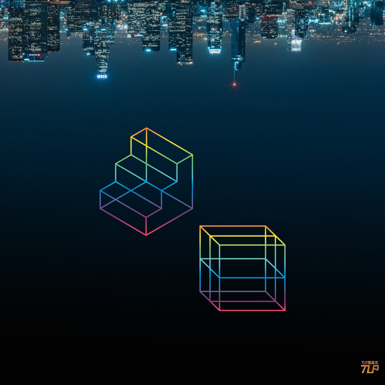 TLP镂空车贴 心情切片系列 彩色立方体 楼梯线条 霓虹色 平面贴纸