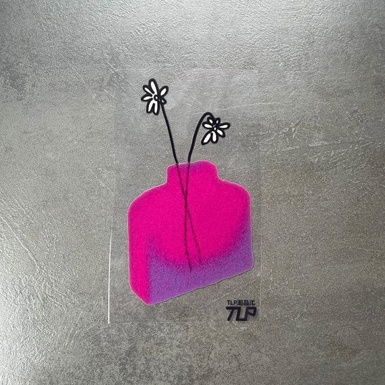 磨砂花瓶贴纸插着小白花简笔涂鸦