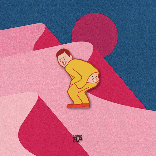 TLP反光贴 微笑的双面人 卡通恶搞表情漫画风 平面平板 防水贴纸