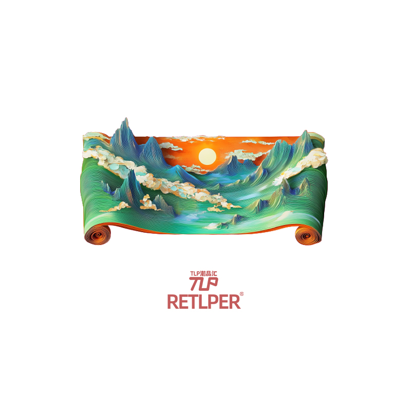 RETLPER反光贴纸 原创 山水画卷 新中式立体感 防水装饰平面贴纸图片
