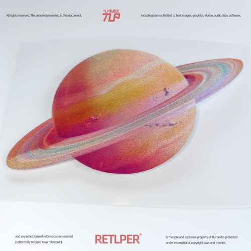 星球星环和宇宙尘埃贴纸粉色土星