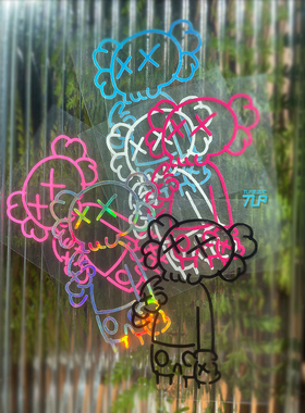 TLP镂空车贴 xx眼骷髅 线条极简装饰  防水多用摩托车个性贴纸