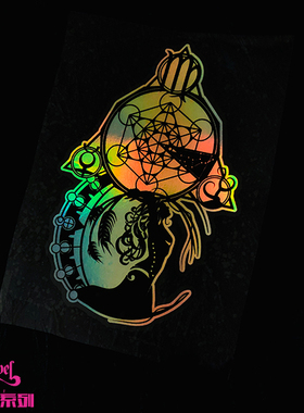 TLP镭射车贴 处女座virgo十二星座黄道第六宫电镀效果变色贴纸