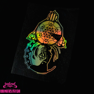 TLP镭射车贴 处女座virgo十二星座黄道第六宫电镀效果变色贴纸