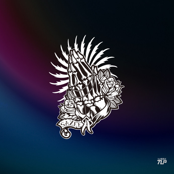 tlp反光车贴 骨架手骨祈祷之手汽车纹身防水无痕胶贴笔记本装饰贴