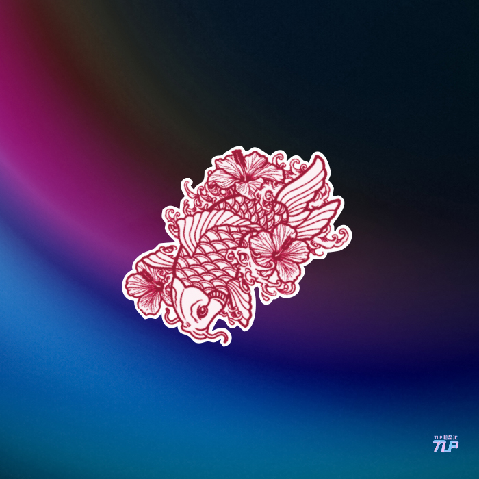 和车贴贴鲤鱼锦鲤花朵大TLP反光