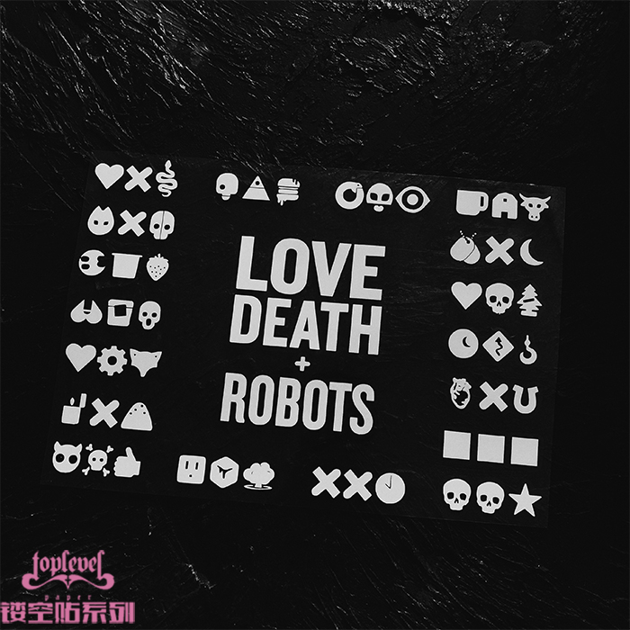 TLP镂空车贴 爱死亡机器人LOVE DEATH+ROBOTS每集标志防水贴纸