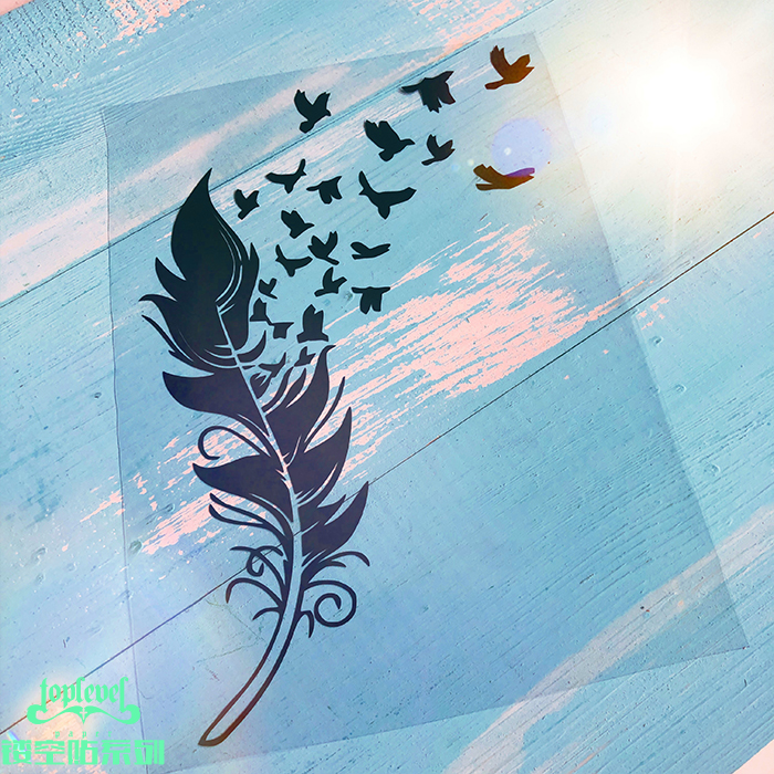 镂空车贴飞鸟羽毛化蝶化TLP鸟群