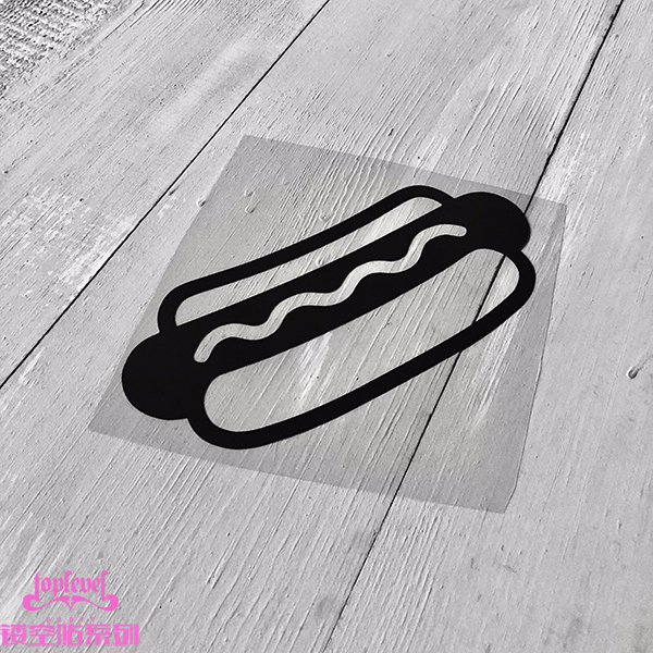tlp镂空车贴  美食食物简笔画热狗无痕防水胶贴行李箱笔记本装饰
