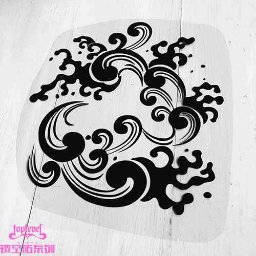 tlp镂空车贴 中国风云气纹团云浪花流云纹吉祥高升如意玻璃贴遮盖
