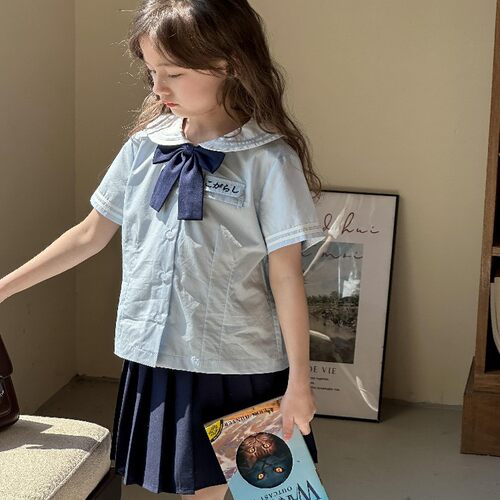 女童jk制服裙子夏季短袖小学生连衣裙儿童装学院风套装女孩百褶裙