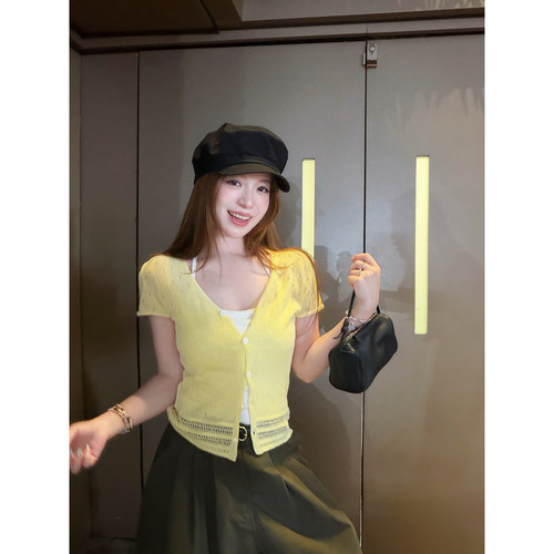 TMHSTUDIO满天星镂空V领针织衫女