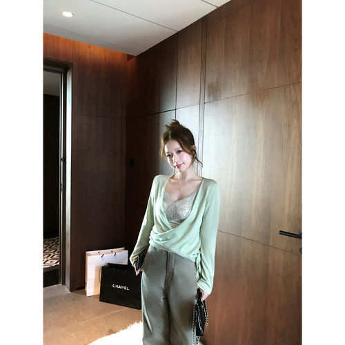 TMH280g莱赛尔交叉绑带针织衫女