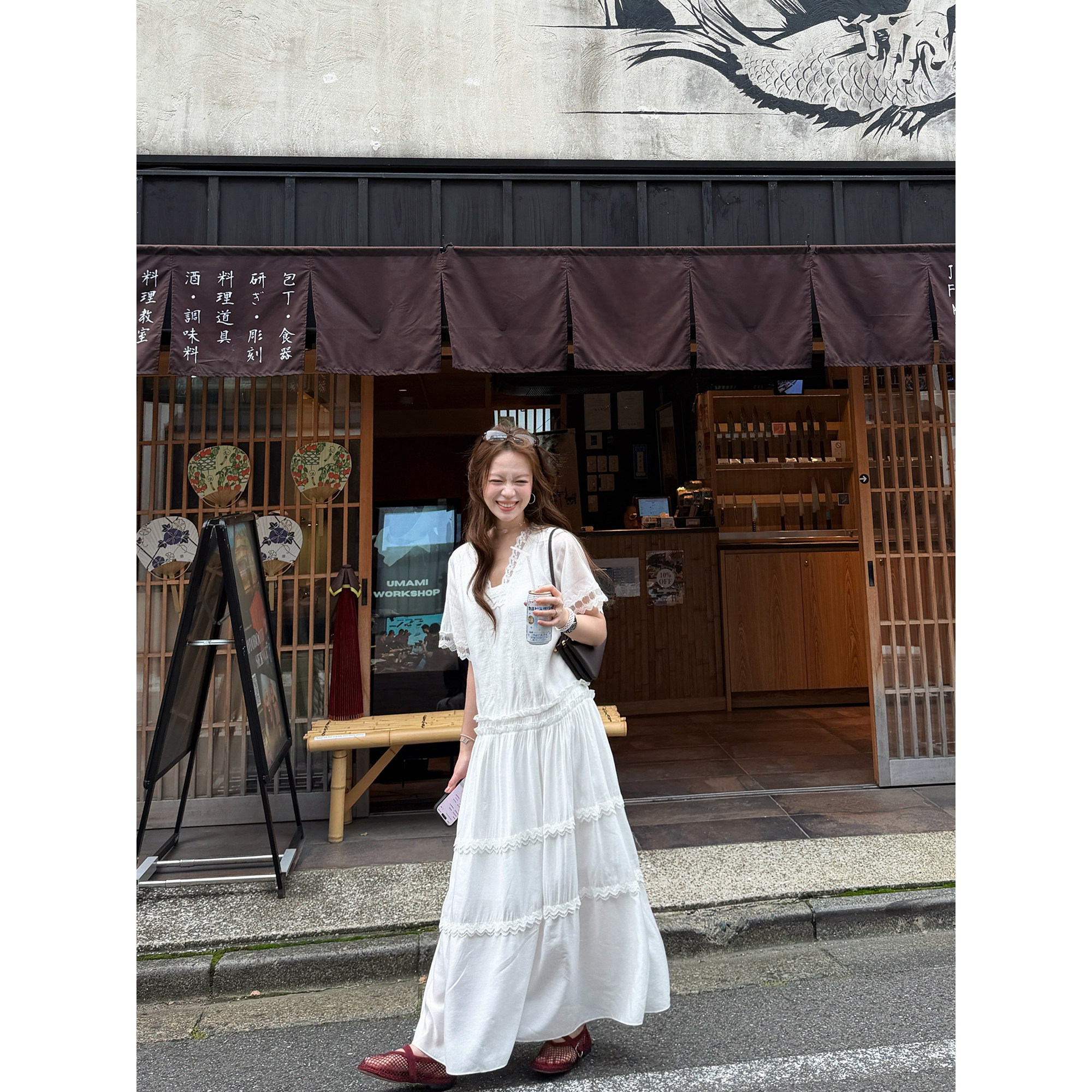 TMHSTUDIO 重工桑蚕丝蕾丝刺绣钩花连衣裙子女宽松显瘦a字中长裙