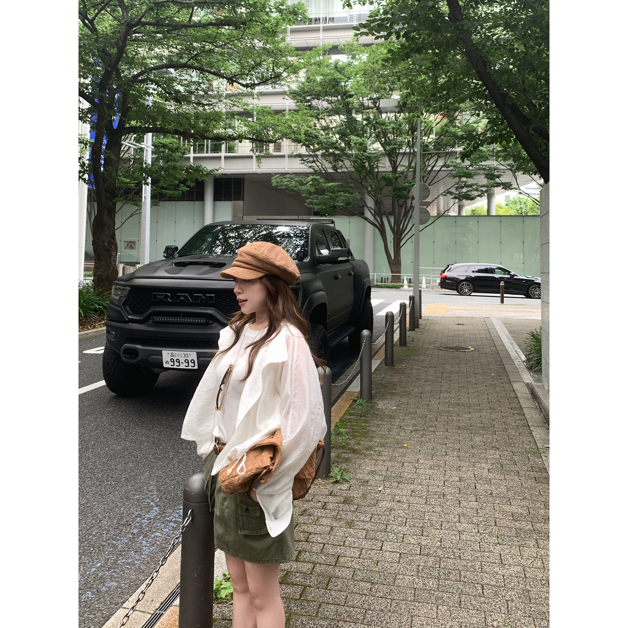 TMHSTUDIO 醋酸莱赛尔翻领防晒外套女慵懒风薄款微透抽绳短款风衣
