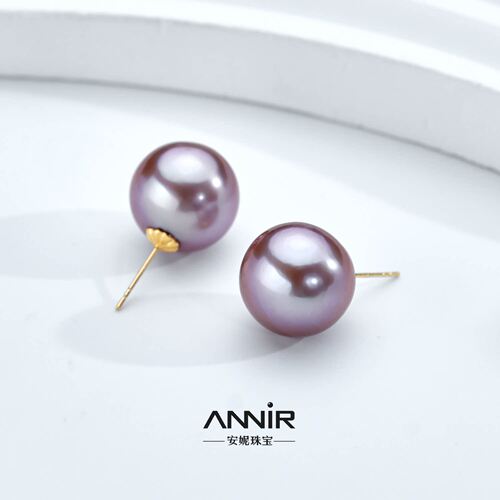 “洛神紫”大龙珠耳钉 18K金 13-14mm 1877H00DY