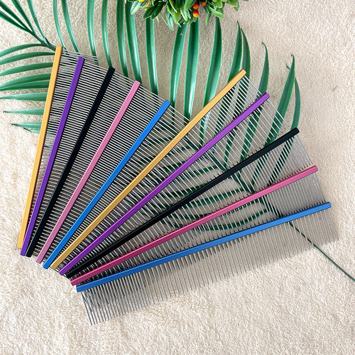 MADAN同款平面柄长齿排梳爆毛梳上胶美容师专用梳宠物去毛神器