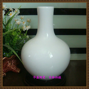 景德镇陶瓷器天球瓶白色花瓶白瓷酒店客厅家居摆件装饰品简约轻奢