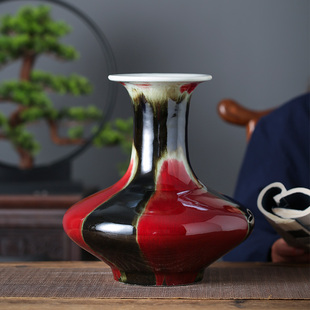 景德镇陶瓷器仿古三阳开泰花瓶摆件饰品新中式客厅玄关插花器礼品