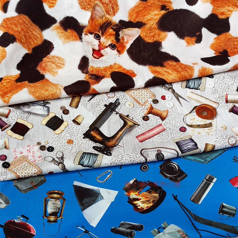 kokka数码印花外贸原单平纹棉布