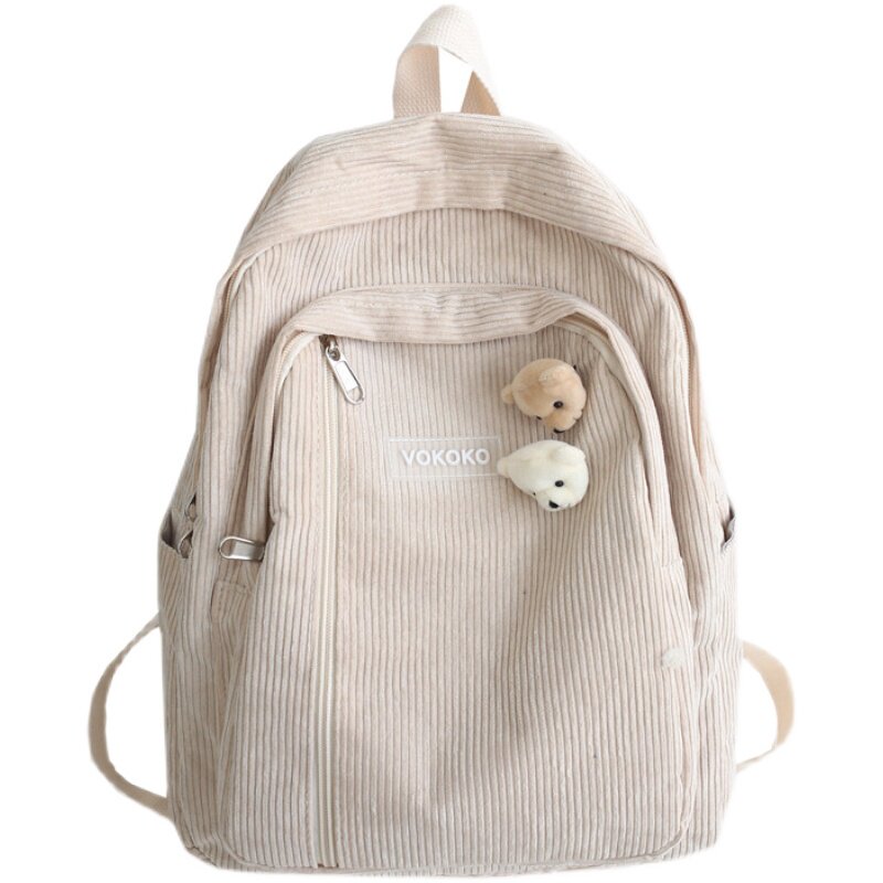 CAMPUS GIRL CORDUROY BACKPACK BAG 2023 NEW JAPANESE AND KOREAN COLLEGE STUDENT SCHOOLBAG NICHE DESIGN SOLID COLOR BACKPACK