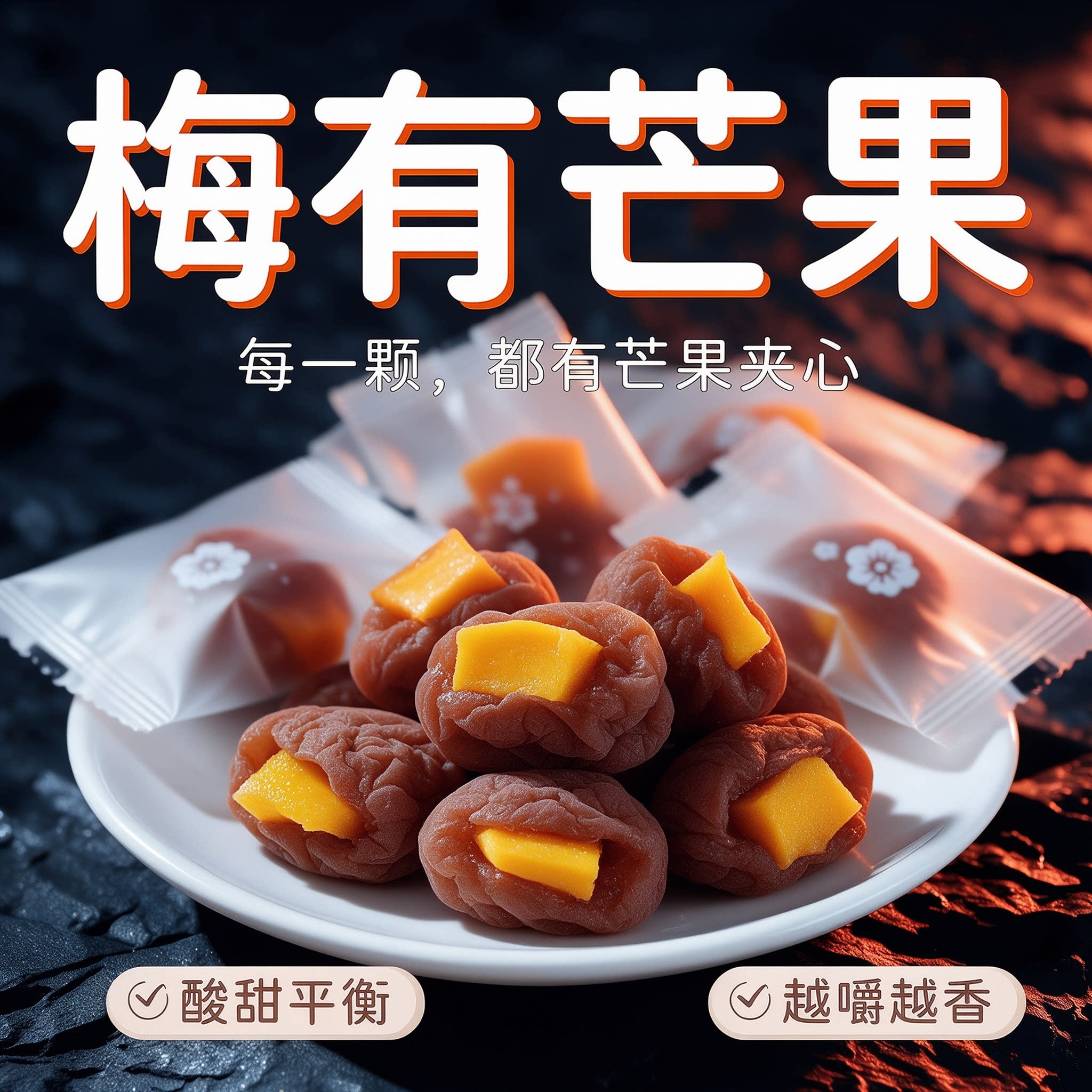 青梅夹芒果干500g独立包装酸甜话梅子肉无核解馋蜜饯零食梅有芒果