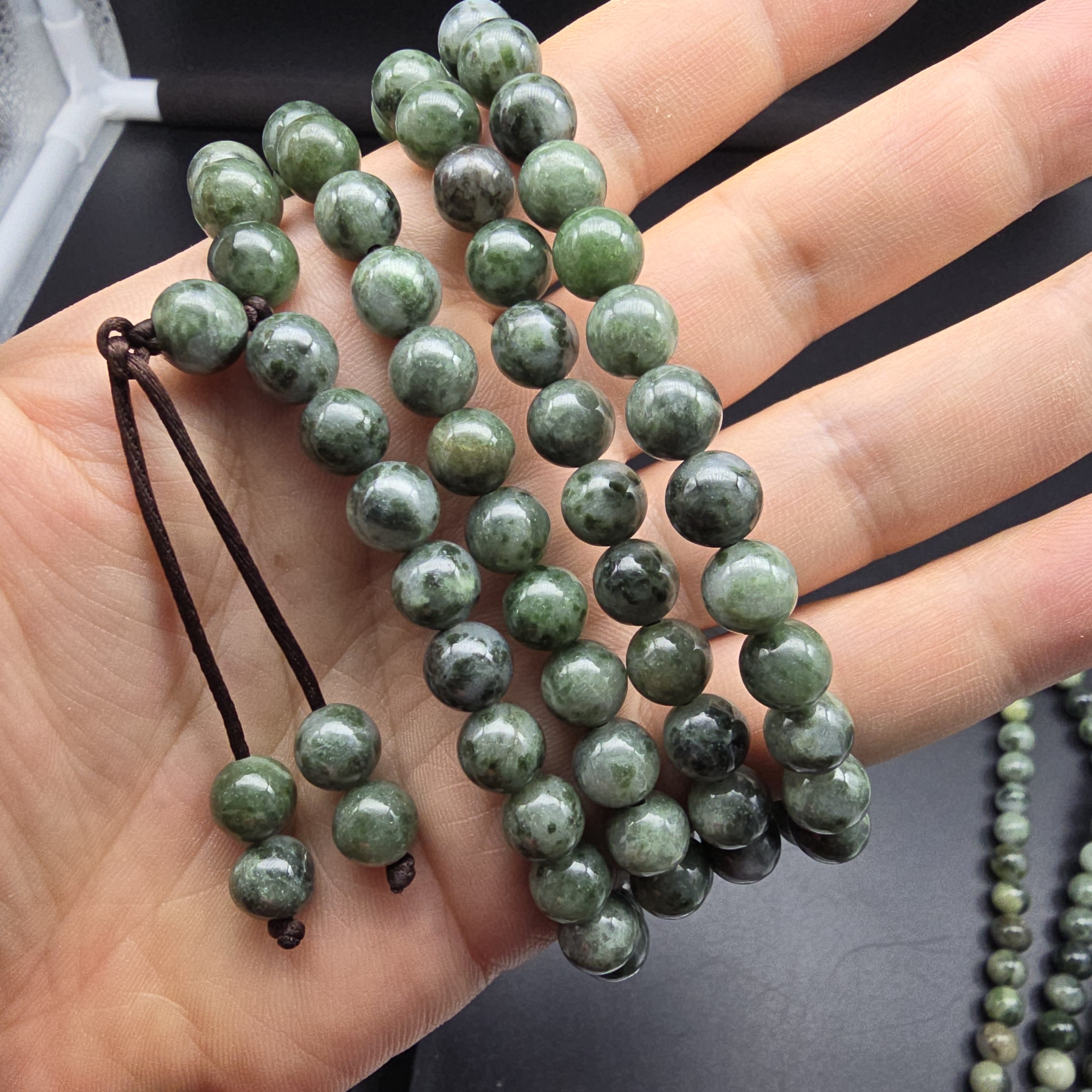 南阳玉独山玉独玉青色系8MM圆珠子佛珠链108颗可挂车内平安路路通