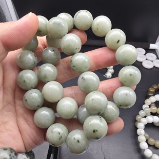 独山玉独玉圆珠子手串手链手工串珠多色玉料黑白青绿玉石手串16MM