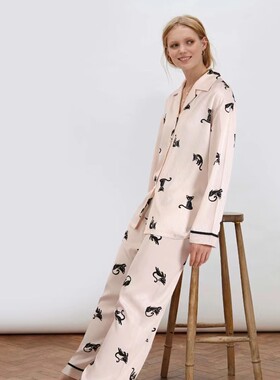 NAP 德文猫鱼骨纹牛奶冰丝缎面睡衣