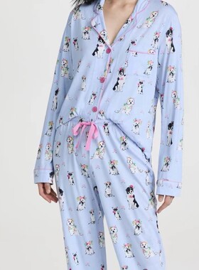 PJJ 花花小狗莫代尔长袖长裤套装NK37141