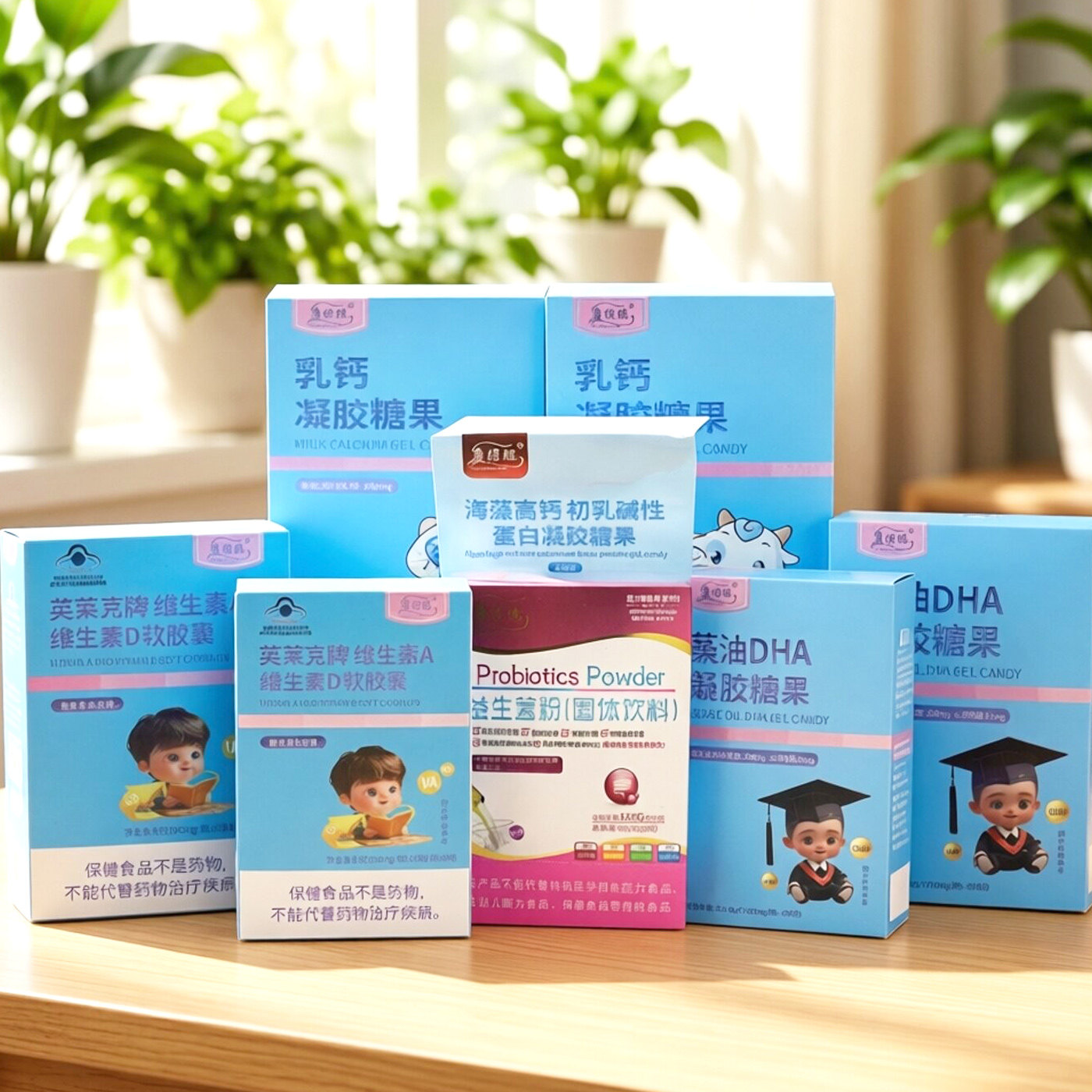康保聪营养品果蔬铁益生菌DHA乳钙维生素AD富锌凝胶糖果咨询优惠