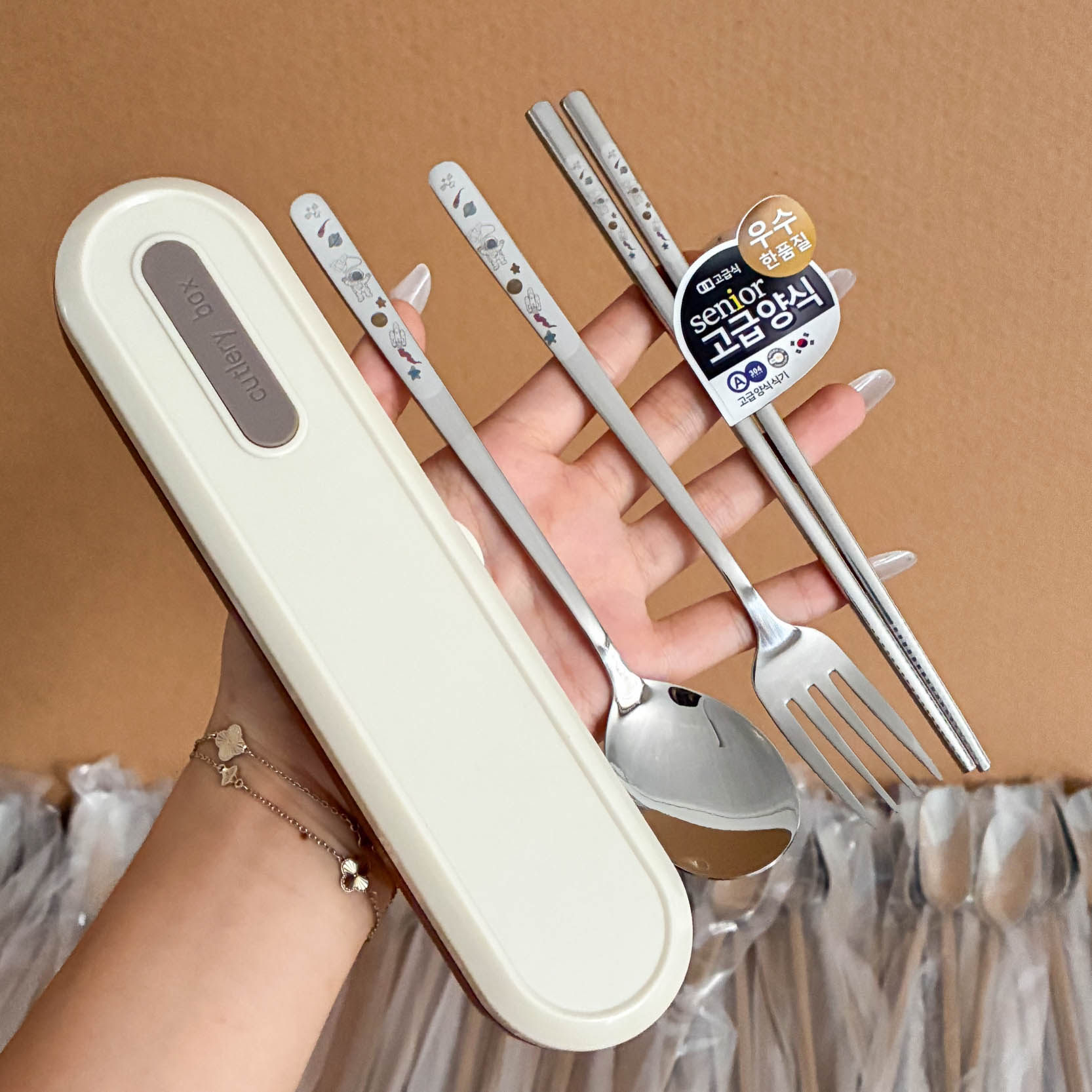 卡通316钢筷子勺子套装可爱便携餐具盒学生儿童一人用收纳盒小ins,餐饮具,便携/折叠餐具,淘宝优惠券,粉丝福利购,淘宝优惠卷