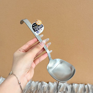 外贸原单304不锈钢嗦粉可挂式汤勺方头勺大口喝汤勺大头勺盛汤ins