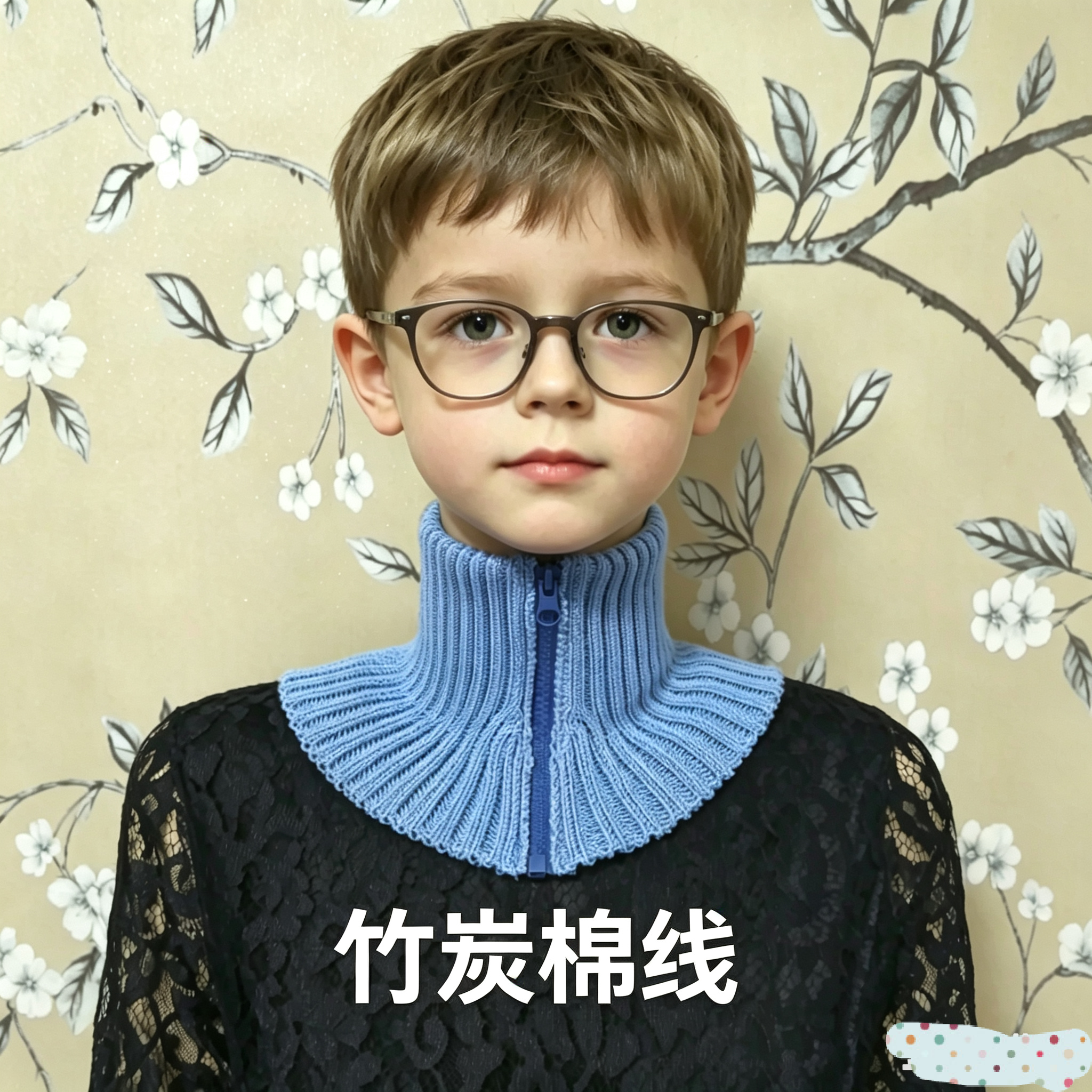 儿童竹炭棉线拉链高领脖套保暖防寒可缝合在羽绒服上男女生同款