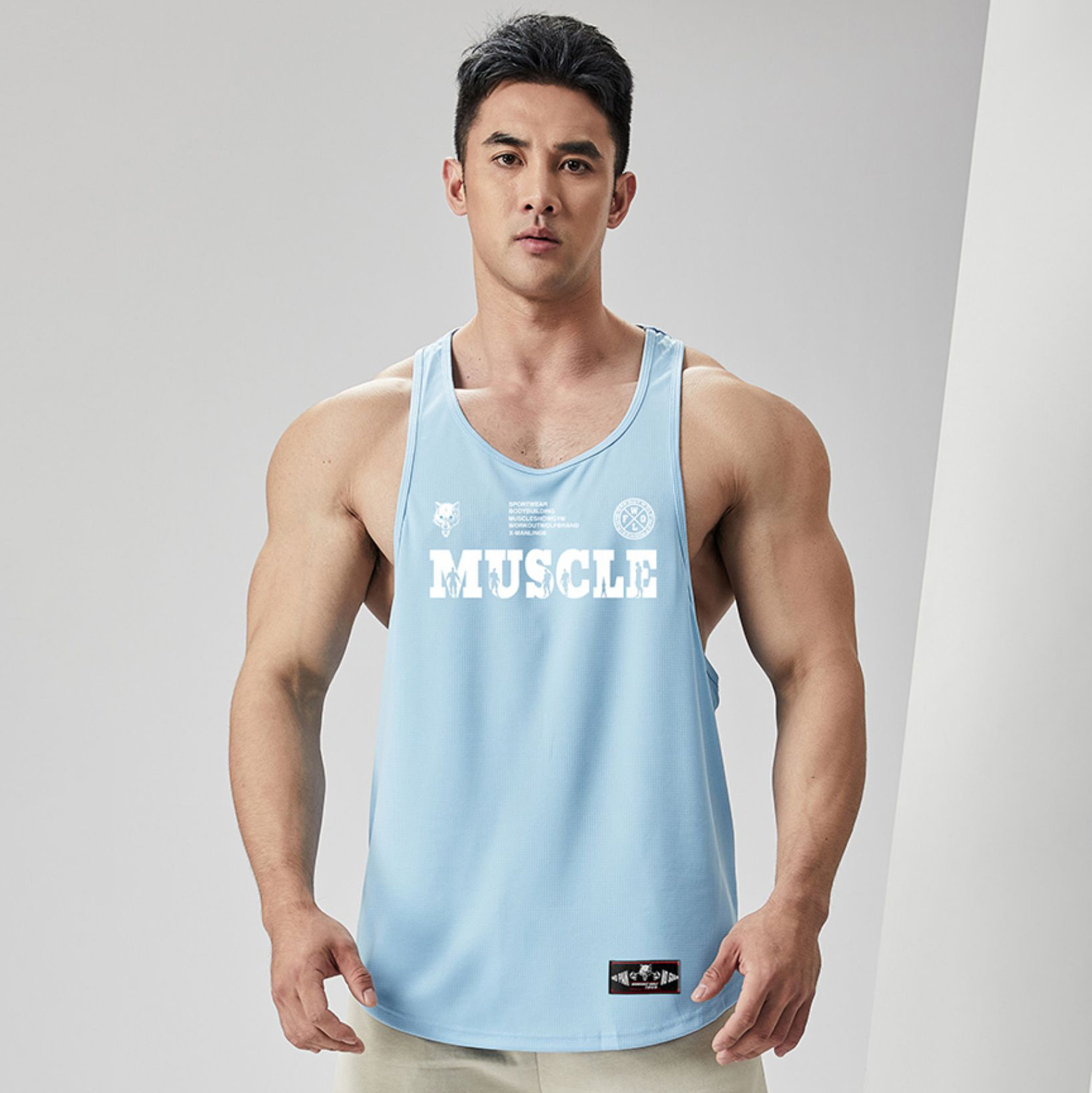 撸铁狼工字型健身背心无袖运动坎肩男款速干衣宽松透气跑步训练夏