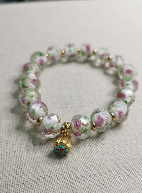 琉璃珠多色原创设计内花精品松紧切面手链手串散珠diy礼品饰品女