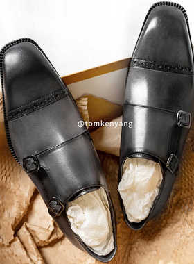 【高定款～复刻L家孟克鞋】日常通勤男士商务正装男鞋方头皮鞋男